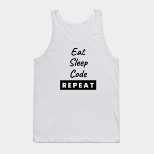 Eat Sleep Code Repeat Text Tank Top